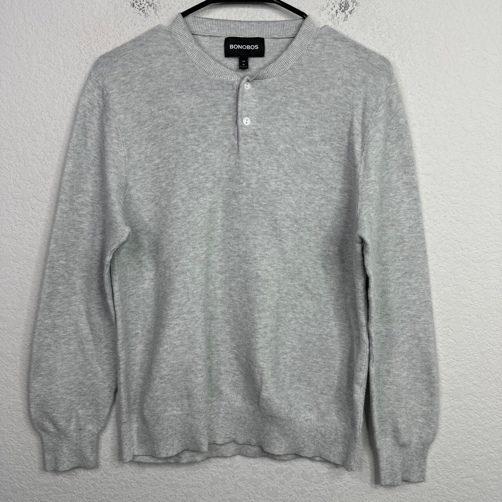 Bonobos Sweater Mens M Grey Slim Long Sleeve Preppy‎ Academic Business Casual